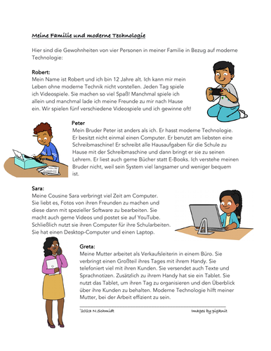 Moderne Technologie Text auf Deutsch: Modern Technology German Reading