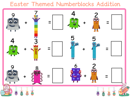 Numberblocks Addition Worksheet Easter Themed New!
