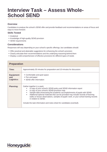 SENDCo Interview Task - Whole-School SEND