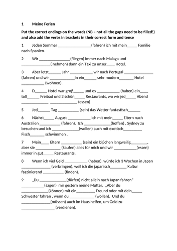 Edexcel IGCSE grammar gap fill practice