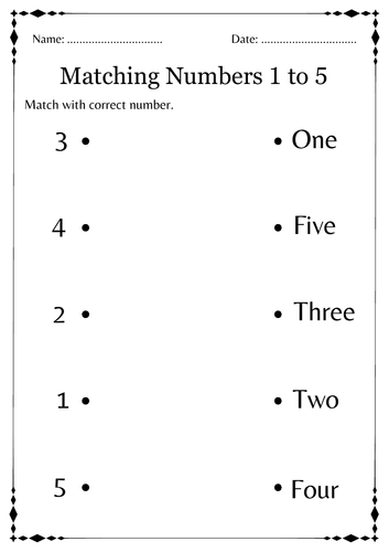 Preschool count and match worksheets 1 to 5 - Matching numbers 1-5