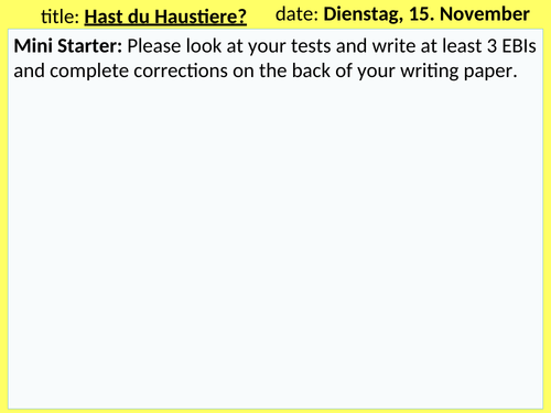 Haustiere Pets introduction in German
