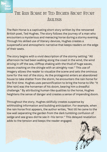 The Rain Horse by Ted Hughes Short Story Analysis Essay | Teaching