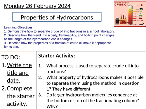 GCSE Properties of Hydrocarbons