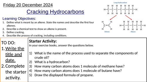 GCSE Chemistry Alkenes & Cracking Hydrocarbons: Complete Lesson ...