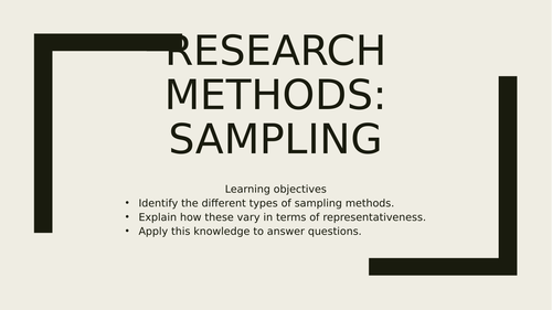 Research methods sociology Sampling