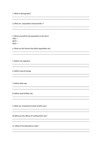 Demography questions
