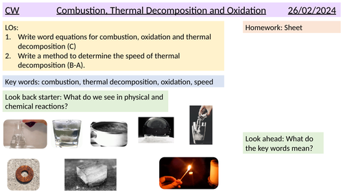 Combustion, thermal decomposition and oxidation KS3 CHEM