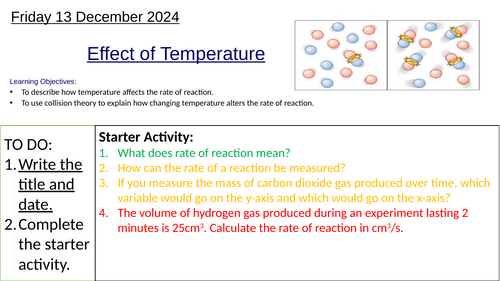 GCSE Chemistry Effect of Temperature on Rate of Reaction: Complete Lesson