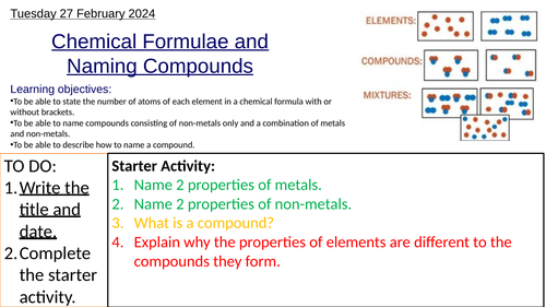 Chemical Formulae and Naming Compounds