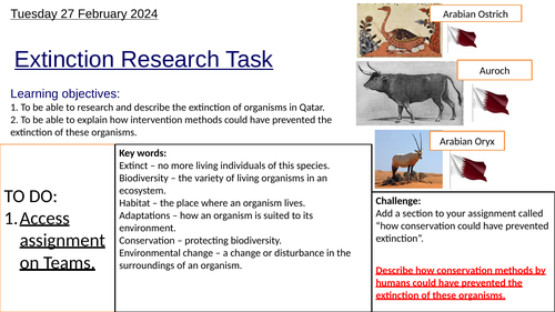 Extinction Research Activity Qatar