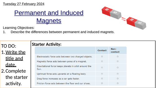 GCSE Physics Permanent and Induced Magnets: Complete Lesson