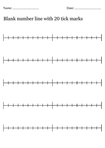 Blank number line with 20 tick marks - blank number line 0-20 Worksheet
