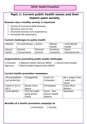 Organisational Unit Dividers for OCR Level 1/2 Health & Social Care