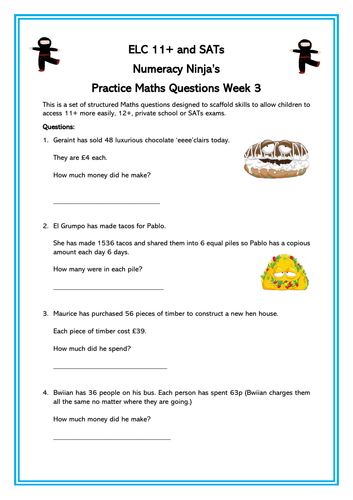 Week Three - Maths  Practice Questions