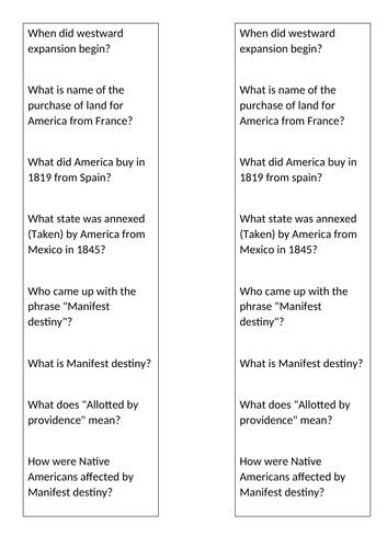 How did Americans use “Manifest Destiny” to justify Westward Expansion?- Pres + Sheets