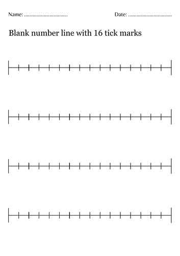 Blank number line with 16 tick marks – blank number line 0-16 Worksheet