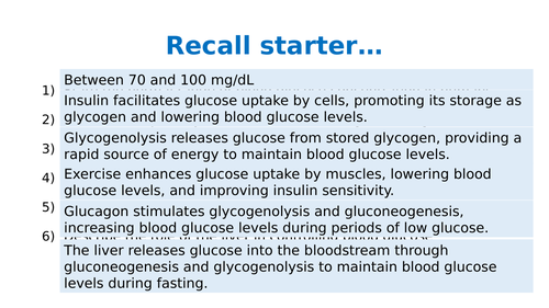 Unit 9 Aim B L6: Blood Glucose Regulation Diseases