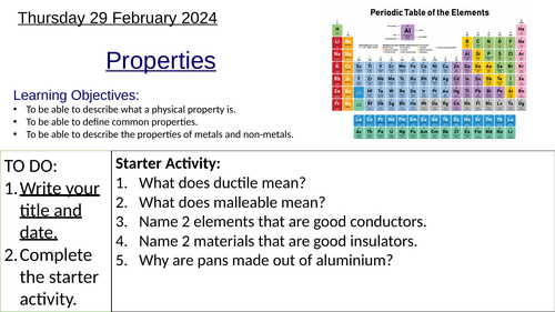 Properties of Metals and Non-metals