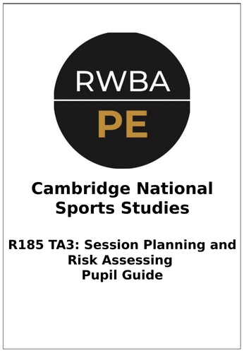 Cambridge National Sports studies R185 TA3 Pupil Guide | Teaching Resources