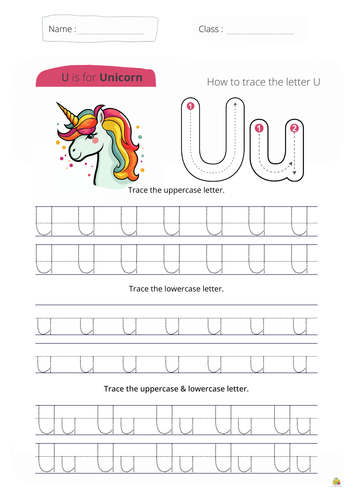 Letter U worksheet