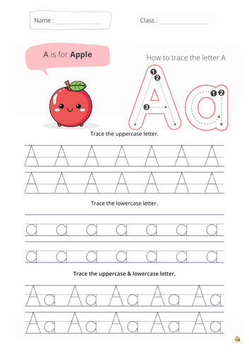 Letter A Handwriting Practise