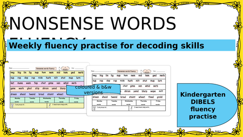 Nonsense words fluency Kindergarten, DIBELS words