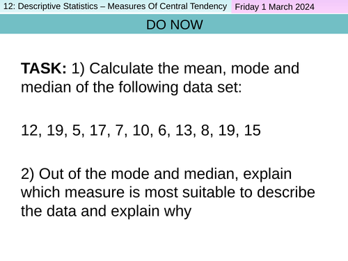 L14: Measures Of Central Tendency - Research Methods - AQA Psychology ...