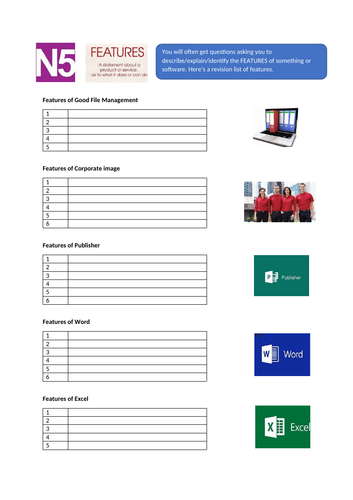 Admin and ICT N5 Features Theory