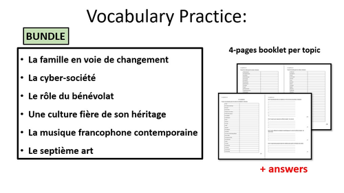 Vocabulary Practice- Year 1 Topics- A level French