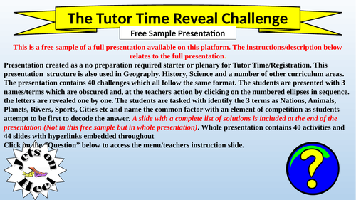 Free Sample Tutor Time Reveal Challenge