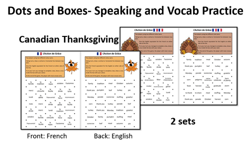 Dots and Boxes- Canadian Thanksgiving- French KS3