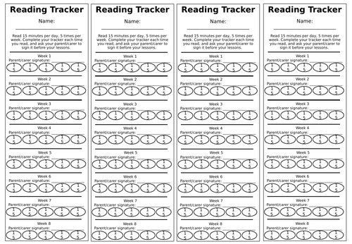Reading Tracker Bookmarks