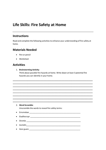 Life Skills: Fire Safety at Home