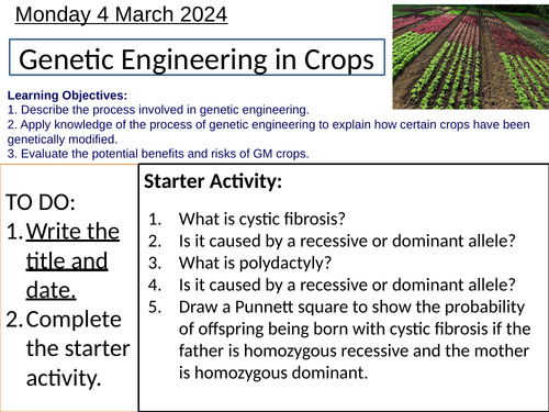 GCSE Biology Genetic Engineering in Crops: Complete Lesson