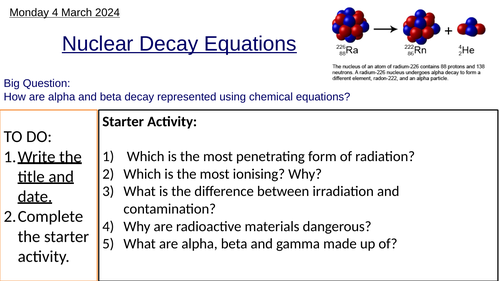 GCSE Nuclear Decay Equations