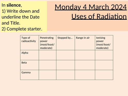 GCSE Physics Uses of Radiation: Complete Lesson