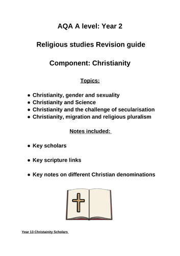 AQA A level religious Studies Christianity revision: Year 2