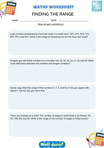 Finding the Range Maths Word Problems