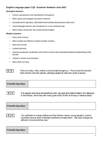 AQA English Language paper 2 writing Q5 WTM Walking talking mock ...