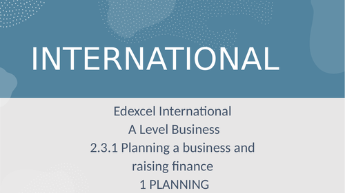 Edexcel A Level Business Theme 2- 23 Planning