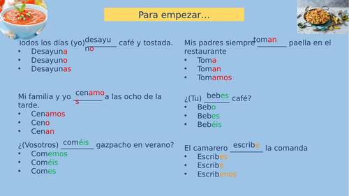 Present tense and stem changing verbs