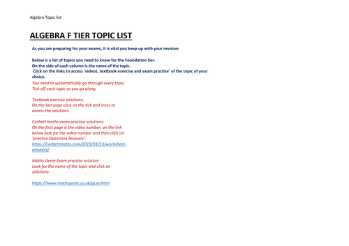 GCSE Revision video  & Exam Questions practise Links