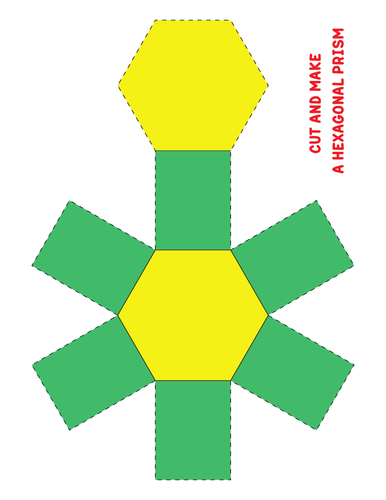 Make HEXAGONAL PRISM out of paper template | Teaching Resources
