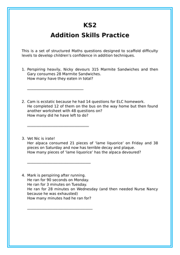 KS2 Maths Addition Practice Worksheet - SATS