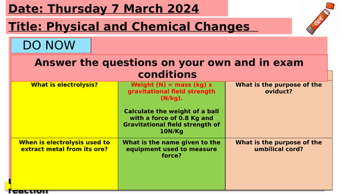 KS3 - Physical and Chemical Changes