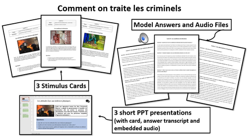 Comment on traite les criminels-Stimulus Cards with model answers and audio- A Level French