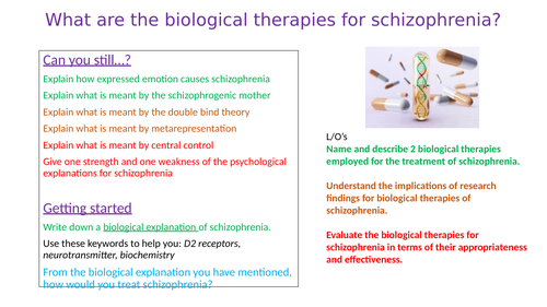 Biological therapies of Schizophrenia - Paper 3 - A-Level Psychology