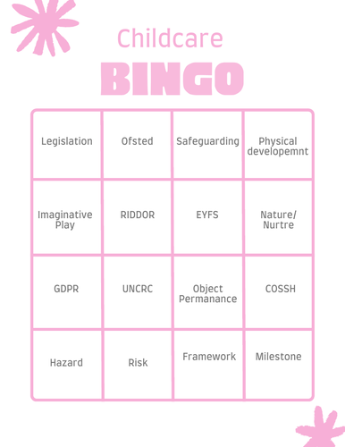 Childcare Revision Bingo