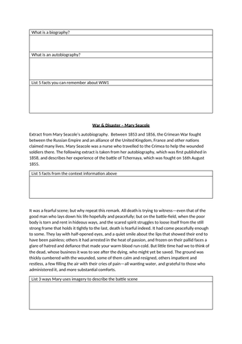 International Women's Day Mary Seacole Non Fiction English ...